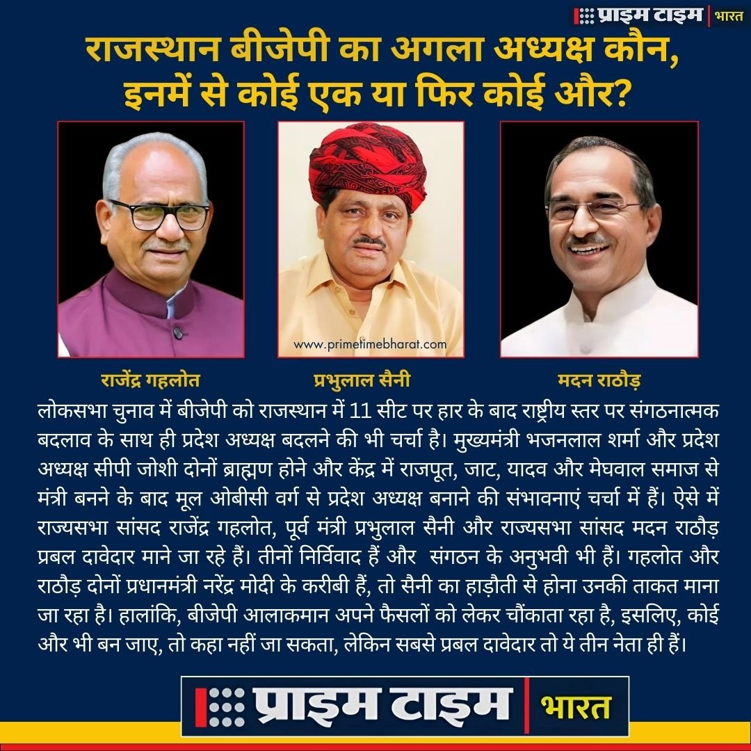 BJP Rajasthan Prime Time Bharat