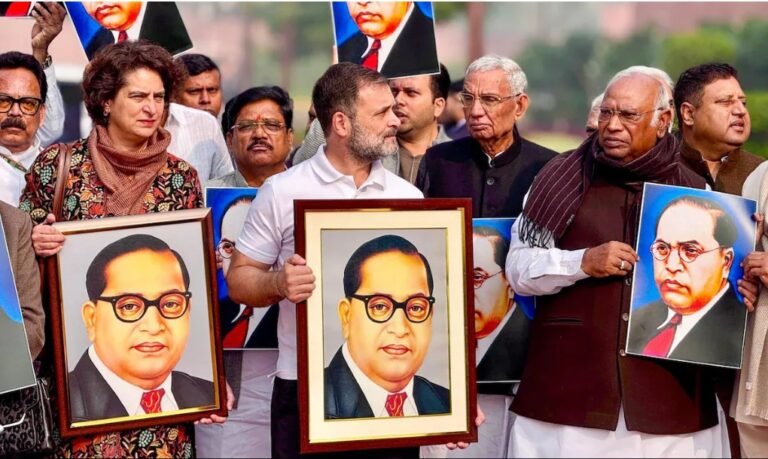 Congress Leaders with Ambedkars Picture Prime Time Bharat